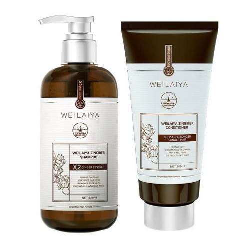 Bộ dầu gội gừng hỗ trợ mọc tóc và chống lão hóa da đầu Weilaiya Luxury 420mlx200ml