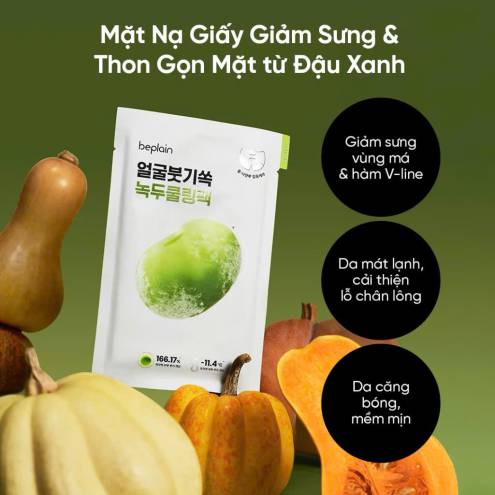 Mặt Nạ Giấy BEPLAIN làm mát và giảm sưng chiết suất đậu xanh