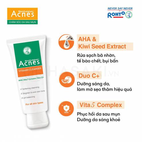 Kem Rửa Mặt Acnes Vitamin Làm Sáng Da, Mờ Sẹo Thâm Vitamin Cleanser  