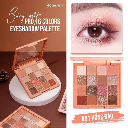 Bảng Phấn Mắt 16 Ô Habaria Pro 16 Colors Eyeshadow Palette 