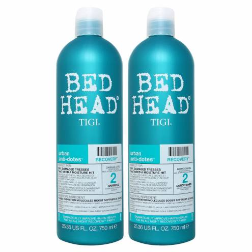 Bộ dầu gội xả phục hồi tóc tigi bed head 750ml màu xanh