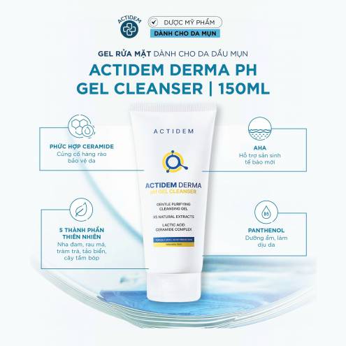 Sữa rửa mặt dạng Gel Actidem Derma pH Gel Cleanser