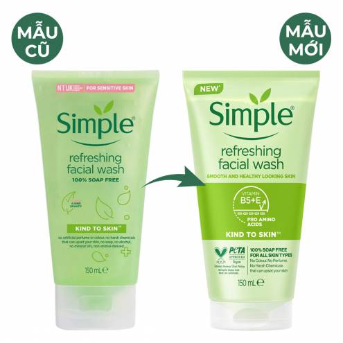 Sữa Rửa Mặt Dạng Gel Dịu Nhẹ Simple Kind To Skin Refreshing Facial Wash 150ml