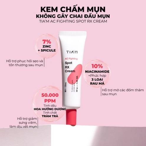 Kem Chấm Mụn Giảm Mụn Mờ Thâm Liền Sẹo Tia'm AC Fighting Spot RX Cream 30g