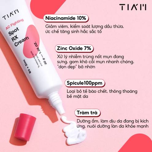 Kem Chấm Mụn Giảm Mụn Mờ Thâm Liền Sẹo Tia'm AC Fighting Spot RX Cream 30g