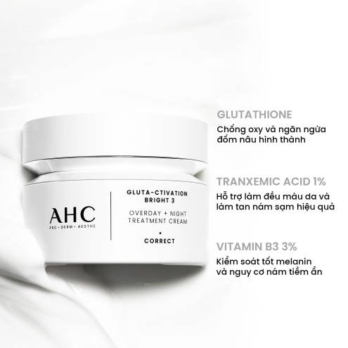 Kem Dưỡng Làm Đều Màu Da AHC Gluta Activation Bright 3 Overday Night Treatment Cream 50ml