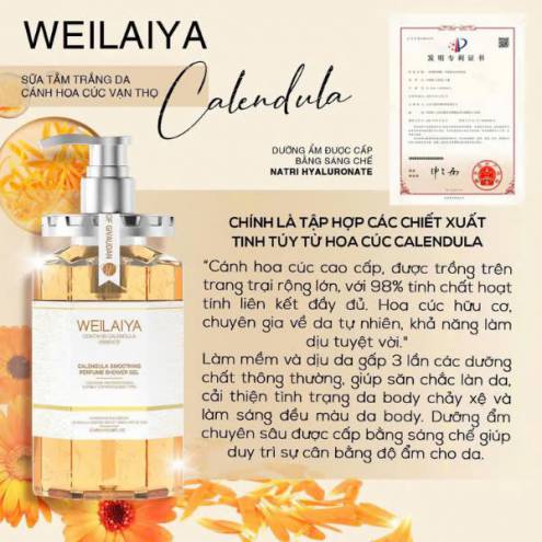 Sữa tắm trắng da Weilaiya cánh hoa cúc vạn thọ 450ml