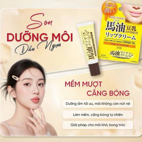 Son Dưỡng Loshi Horse Oil Moisture Lip Cream Dưỡng Ẩm Mềm Môi Nhật Bản Thỏi 10g 