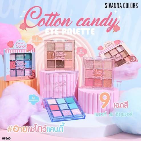 Bảng Phấn Mắt 9 ô Có Nhũ Lì Sivanna Colors Cotton Candy Eye Palette 9 Shades HF660