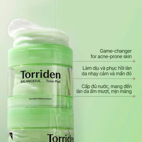 Toner Pad Làm Dịu Da Cho Da Mụn Và Da Nhạy Cảm Torriden Balanceful Centella Asiatica Extract Toner Pad