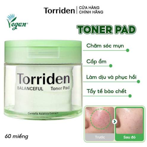 Toner Pad Làm Dịu Da Cho Da Mụn Và Da Nhạy Cảm Torriden Balanceful Centella Asiatica Extract Toner Pad