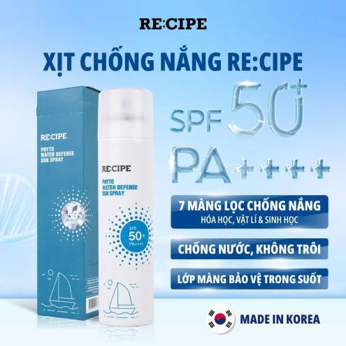 Xịt Chống Nắng RE:CIPE Chống Nước Không Trôi 180ml