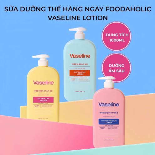 Sữa Dưỡng Thể Foodaholic Vaseline Lotion Dưỡng Ẩm Da Giúp Da Mềm Mịn - 1000ml