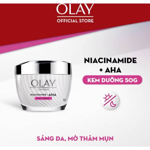 Kem Dưỡng Ẩm OLAY LUMINOUS NIACINAMIDE AHA Sáng Da, Mờ Thâm Mụn 50G
