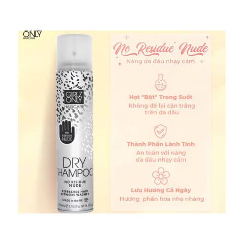 Dầu Gội Khô Girlz Only Dry Shampoo (Party Nights/ Dawn Til Dusk/ Dazzling Volume/ No Residue Nude) 