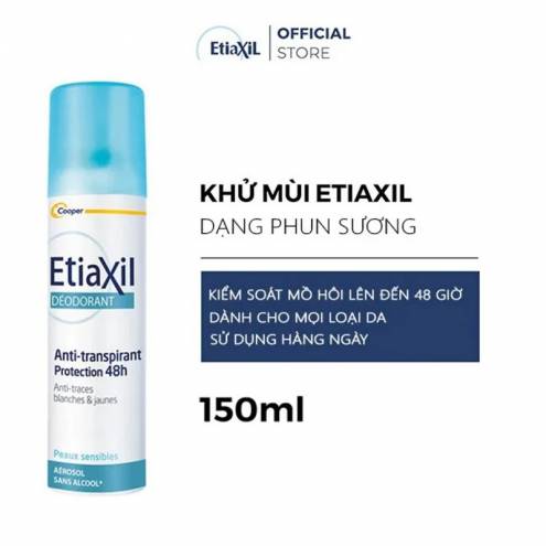 Xịt Khử Mùi EtiaXil Dạng Phun Sương Deodorant Anti-Transpirant Protection 48H Aérosol