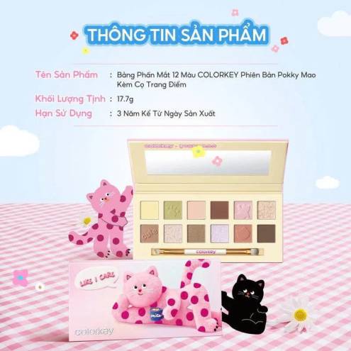 Bảng Phấn Mắt 12 Ô Màu Colorkey Bloom Chase (The Polka Dot Cat Edition)