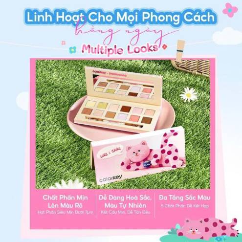 Bảng Phấn Mắt 12 Ô Màu Colorkey Bloom Chase (The Polka Dot Cat Edition)