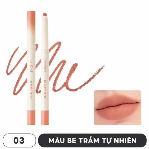 Chì Kẻ Viền Môi Nhung Lì, Lâu Trôi, Thiết Kế 2 Đầu Romand Lip Mate Pencil 0.5g