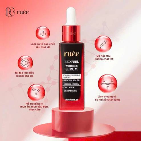 Serum Peel Da RUÉE Hỗ Trợ Làm Sáng Da Red Peel AHA 20% BHA 2% Serum 30ml