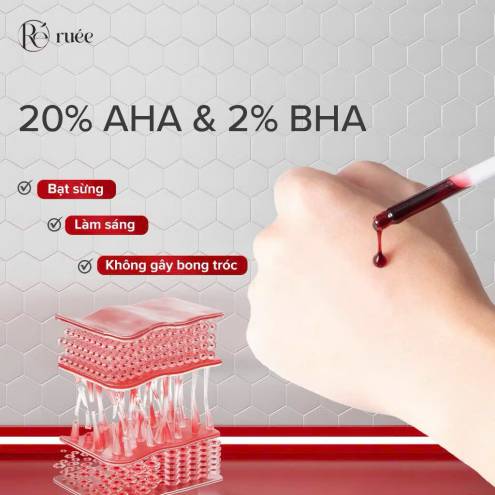 Serum Peel Da RUÉE Hỗ Trợ Làm Sáng Da Red Peel AHA 20% BHA 2% Serum 30ml