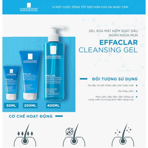 [400ml] Gel Rửa Mặt La Roche-Posay Effaclar Purifying Foaming Gel For Oily Sensitive Skin