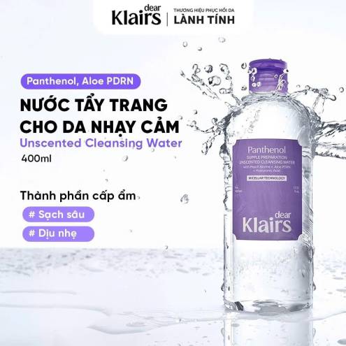 Dear Klairs Nước tẩy trang Supple Preparation Unscented Cleansing Water 400ml