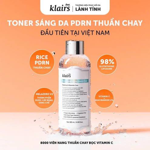 Nước hoa hồng sáng da Klairs Freshly Juiced Vitamin Essence Toner 180ml