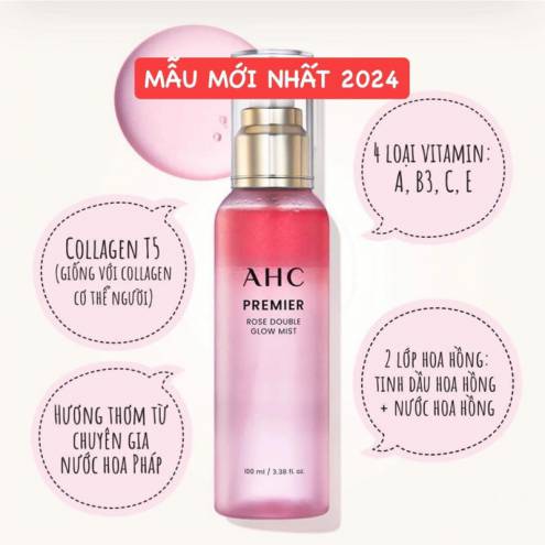 Xịt Khoáng Cấp Ẩm AHC Premier Rose Double Glow Mist 100ml