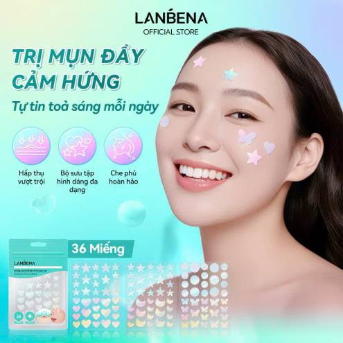 Miếng Dán Mụn Lanbena Invisible Acne Pimple Patch Hỗ Trợ Giảm Mụn, Làm Dịu Da - hình bướm