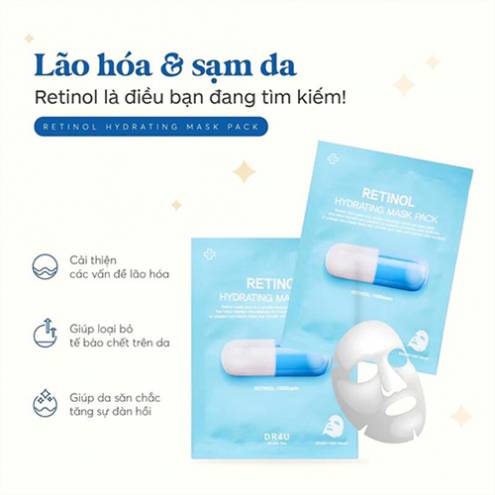 Mặt Nạ Dr4U Retinol & Glutathione cấp ẩm phục hồi dưỡng trắng Hydrating Mask Pack & Whitening Mask Pack