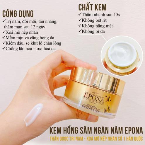 Kem Dưỡng Trị Thâm Nám & Cải Thiện Nếp Nhăn Epona Red Ginseng Gold Whitening Cream (Mẫu mới)