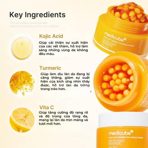 Kem dưỡng viên nang cấp ẩm, dưỡng sáng Medicube Kojic Acid Turmeric Vita Capsule Cream 53gr