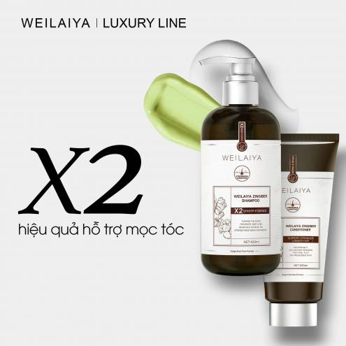 Bộ dầu gội gừng hỗ trợ mọc tóc và chống lão hóa da đầu Weilaiya Luxury 420mlx200ml