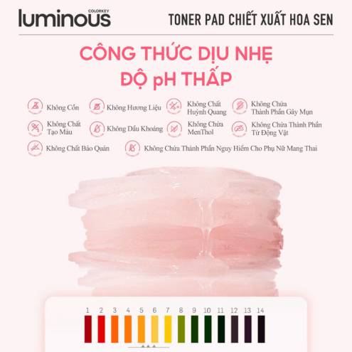 Toner Pad Colorkey Luminous Lotus Brightening 80 miếng