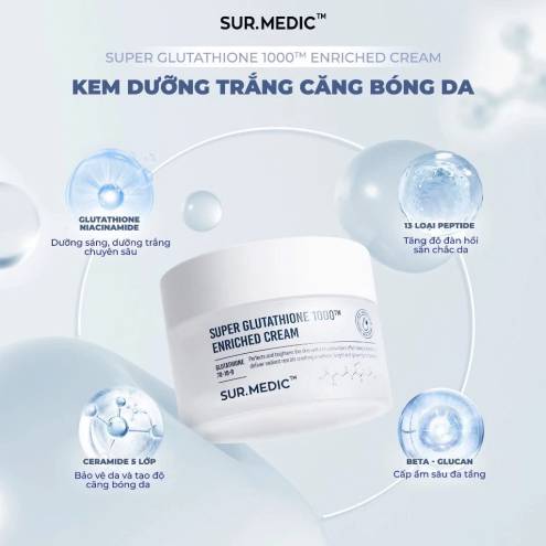 Kem Dưỡng SurMedic Super Glutathione 1000TM Enriched Cream Dưỡng Trắng Da 50ml