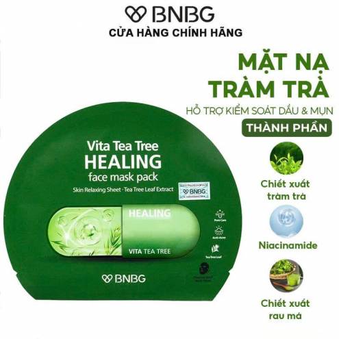 Mặt Nạ Miếng Thải Độc Da, Giảm Mụn Chiết Xuất Tràm Trà BNBG Vita Tea Tree Healing Face Mask Pack 30ml