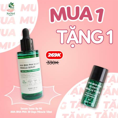 ( Tặng toner 6ml) Tinh Chất SOME BY MI Cho Da Mụn 50ml AHA-BHA-PHA 30 Days Miracle Serum