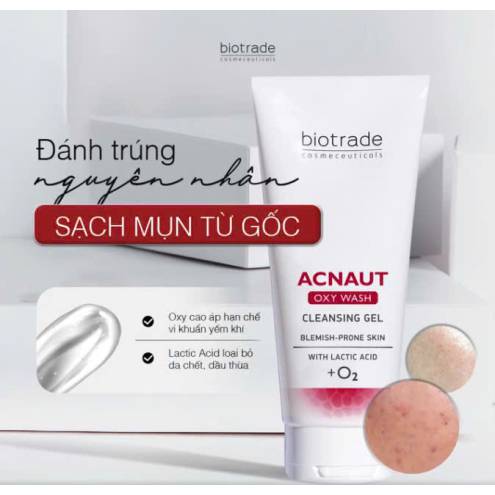 Sữa rửa mặt trị mụn Biotrade Acnaut Oxy Wash Cleansing Gel