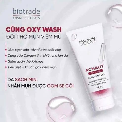 Sữa rửa mặt trị mụn Biotrade Acnaut Oxy Wash Cleansing Gel
