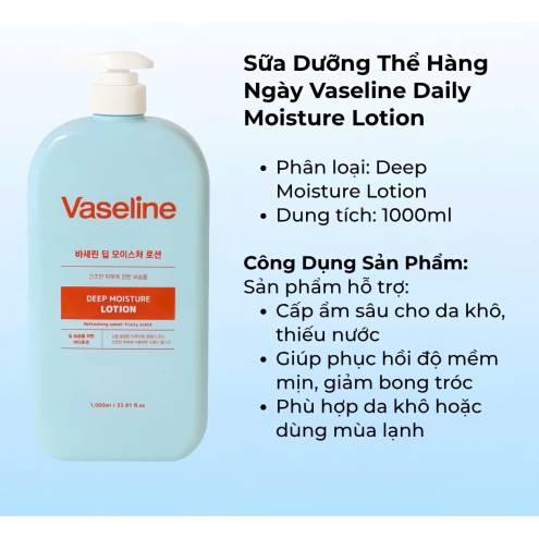 Sữa Dưỡng Thể Foodaholic Vaseline Lotion Dưỡng Ẩm Da Giúp Da Mềm Mịn - 1000ml