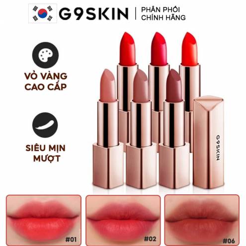 [Màu 1-8] Son Thỏi Lì Chất Siêu Mịn, Vỏ Vàng Cao Cấp G9Skin First V-Fit Lipstick- date 2025