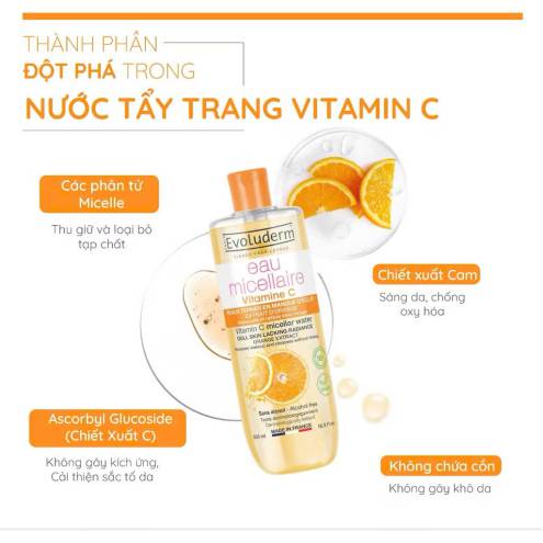 Nước tẩy trang Evoluderm Vitamin C