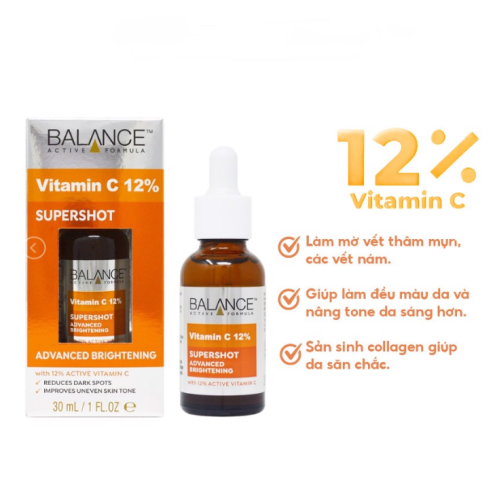 Tinh Chất Sáng Da, Mờ Thâm Mụn, Giảm Thâm Nám Balance Active Formula 12% Vitamin C Supershot 30ml