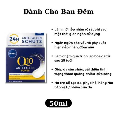 Kem dưỡng chống nhăn, nâng cơ Nivea Q10 Alti-Falten Power - 50ml