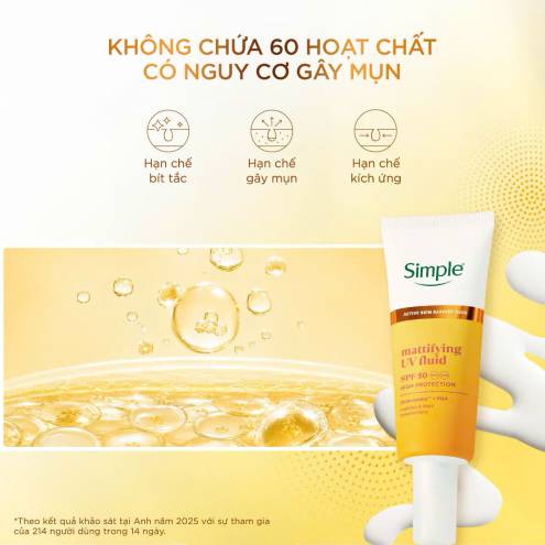 Kem Chống Nắng Kiềm Dầu Thoáng Mịn Simple Mattifying UV Fluid SPF50 PA++++ 40ml