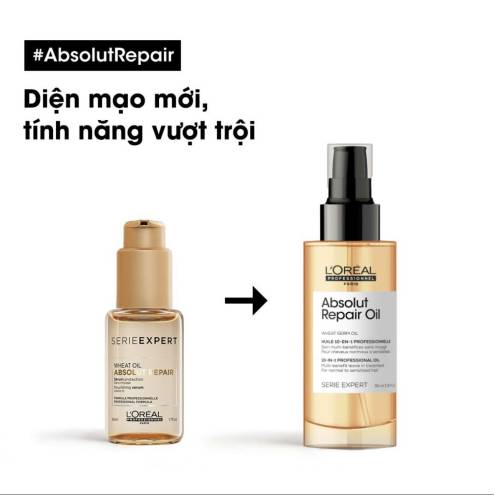 Dầu dưỡng tóc L'oreal Absolut Repair Oil phục hồi và nuôi dưỡng tóc hư tổn, 90ml 