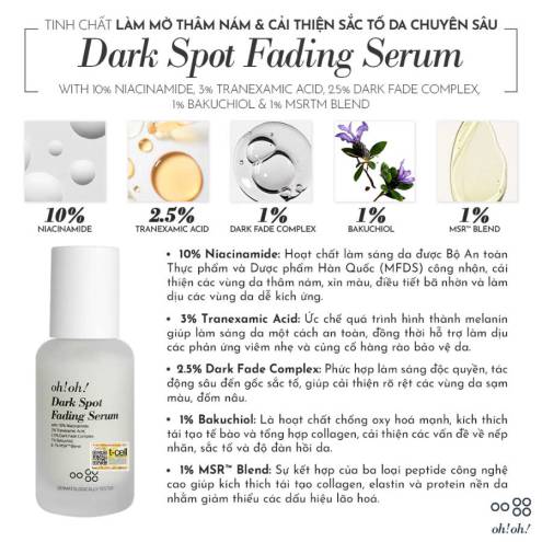 Tinh Chất Kiểm Soát Sắc Tố Toàn Diện & Chống Lão Hóa Từ Tự Nhiên oh!oh! Dark Spot Fading Serum 30ml