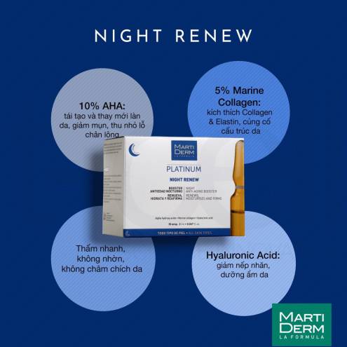  MartiDerm Platinum Night Renew – Ampoule Chống Lão Hoá & Tái Tạo Da Ban Đêm 30 Ống