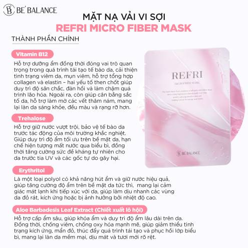 MẶT NẠ VẢI VI SỢI BE BALANCE REFRI MICRO FIBER MASK - 1 Miếng